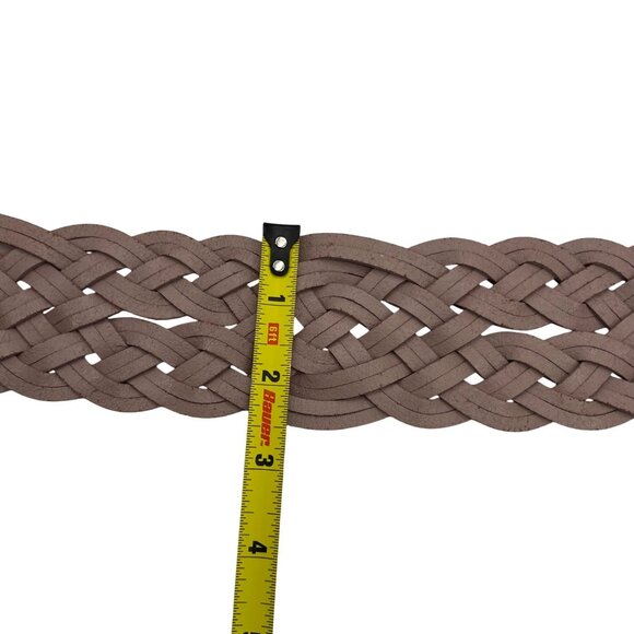 Talbots SMALL Braided Genuine Leather Belt With Brass Ring Buckle In Light Taupe - Picture 7 of 7
